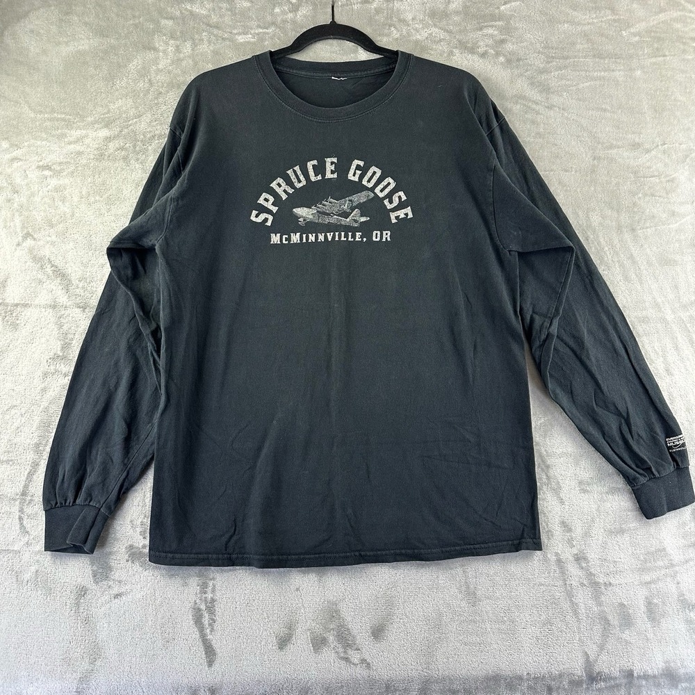 Spruce Goose T-Shirt Size L/XL Black McMinnville, OR Long Sleeve.